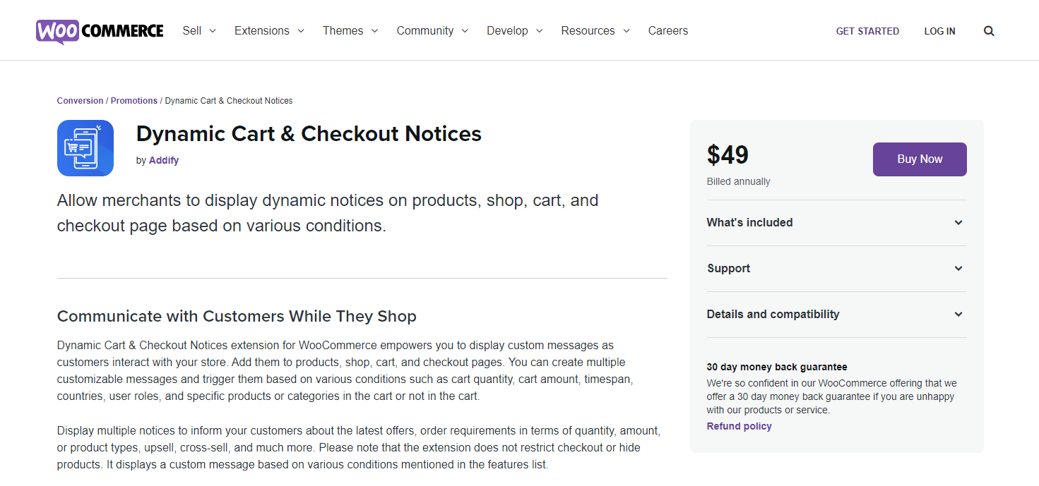 Dynamic Cart & Checkout Notices