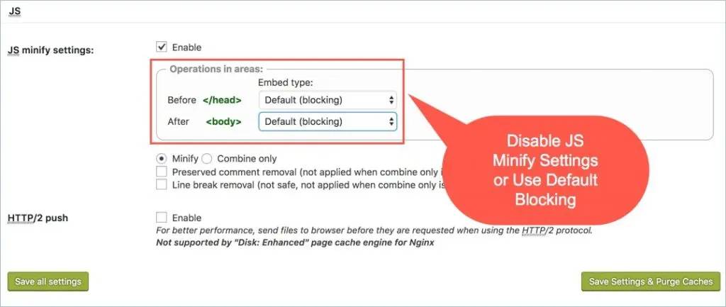 Disable JS minification