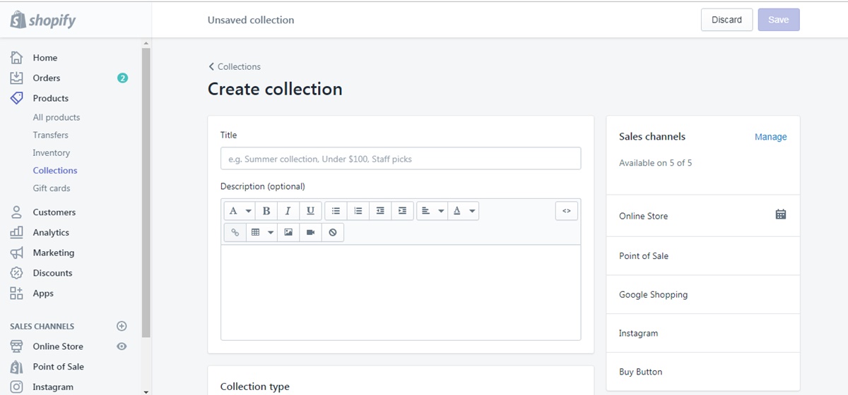 create collection products need tax override Shopify