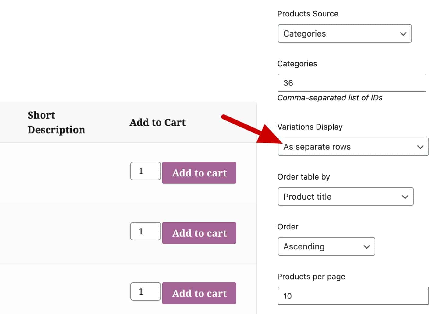 Select the As separate rows option