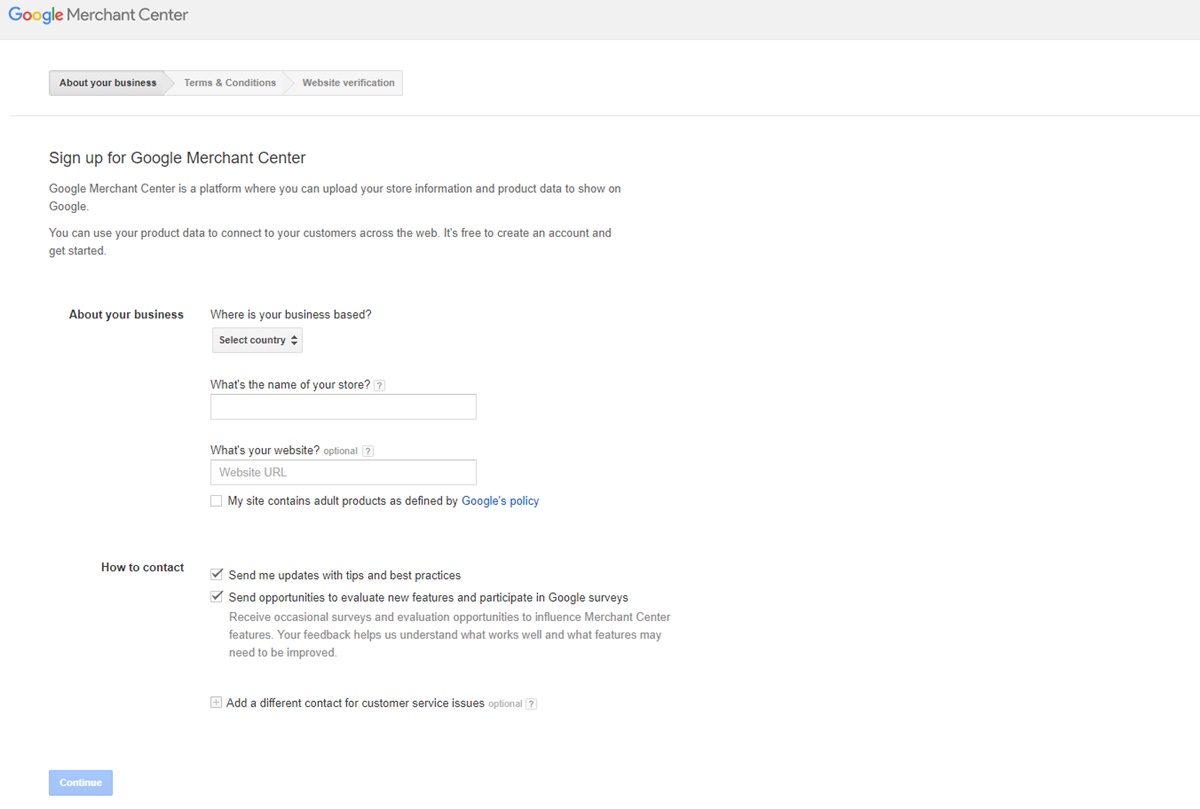 Set up Google Shopping ads: Create a Merchant Center account