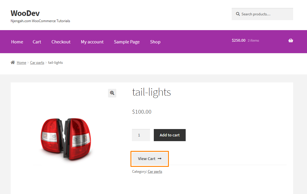 View Cart button on WooCommerce
