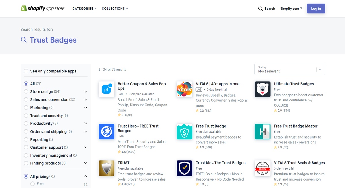 Add Trust Badges to footer using Apps
