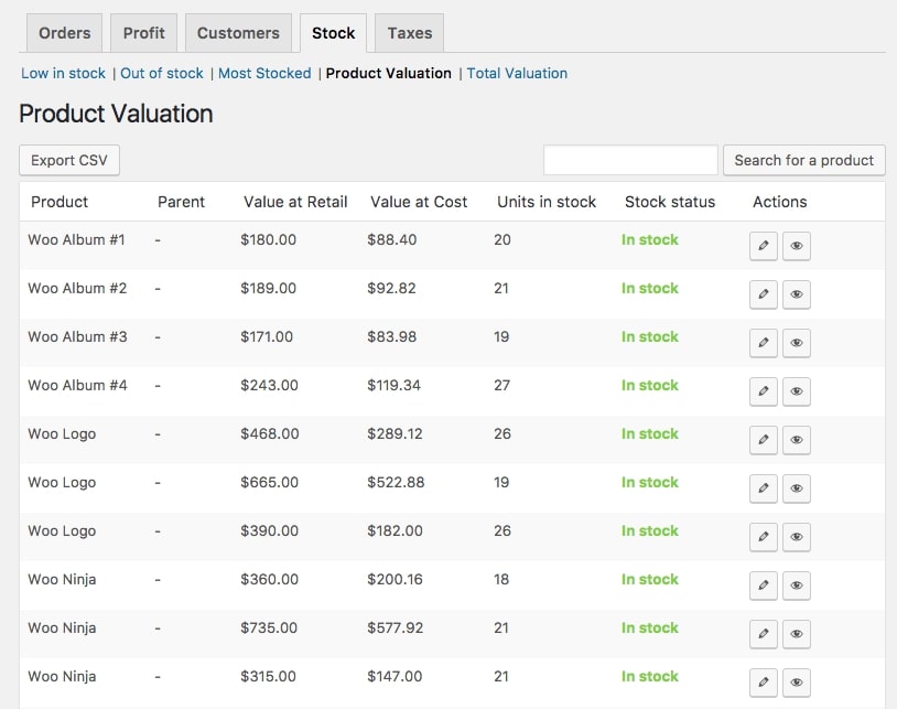 Product Valuation report