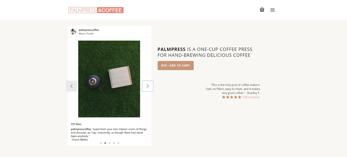 One-product Shopify store examples - Palmpress
