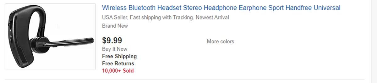 Bluetooth earphones on eBay
