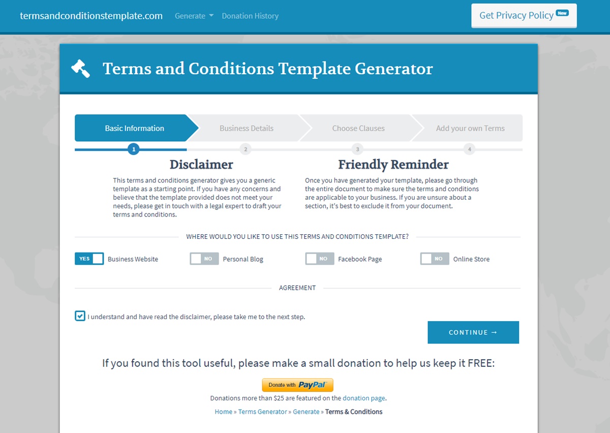 terms and conditions generators