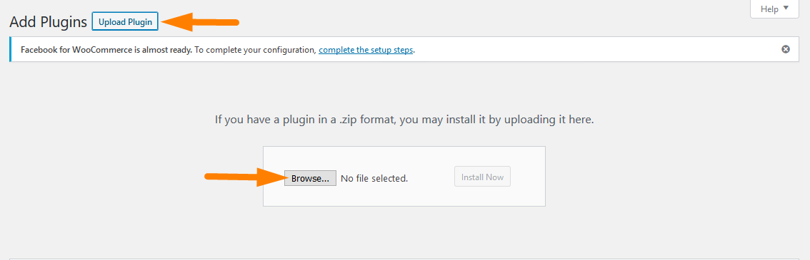 Select Upload Plugin and then Browse for the downloaded file
