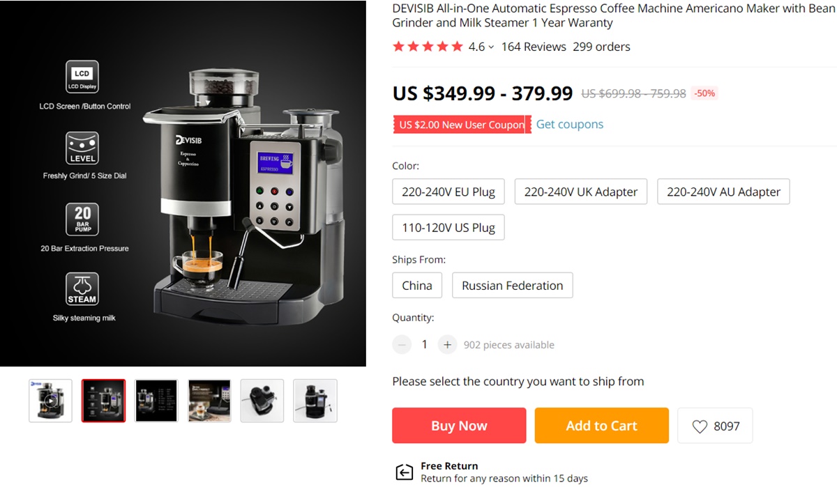 Automatic Espresso Machine on AliExpress