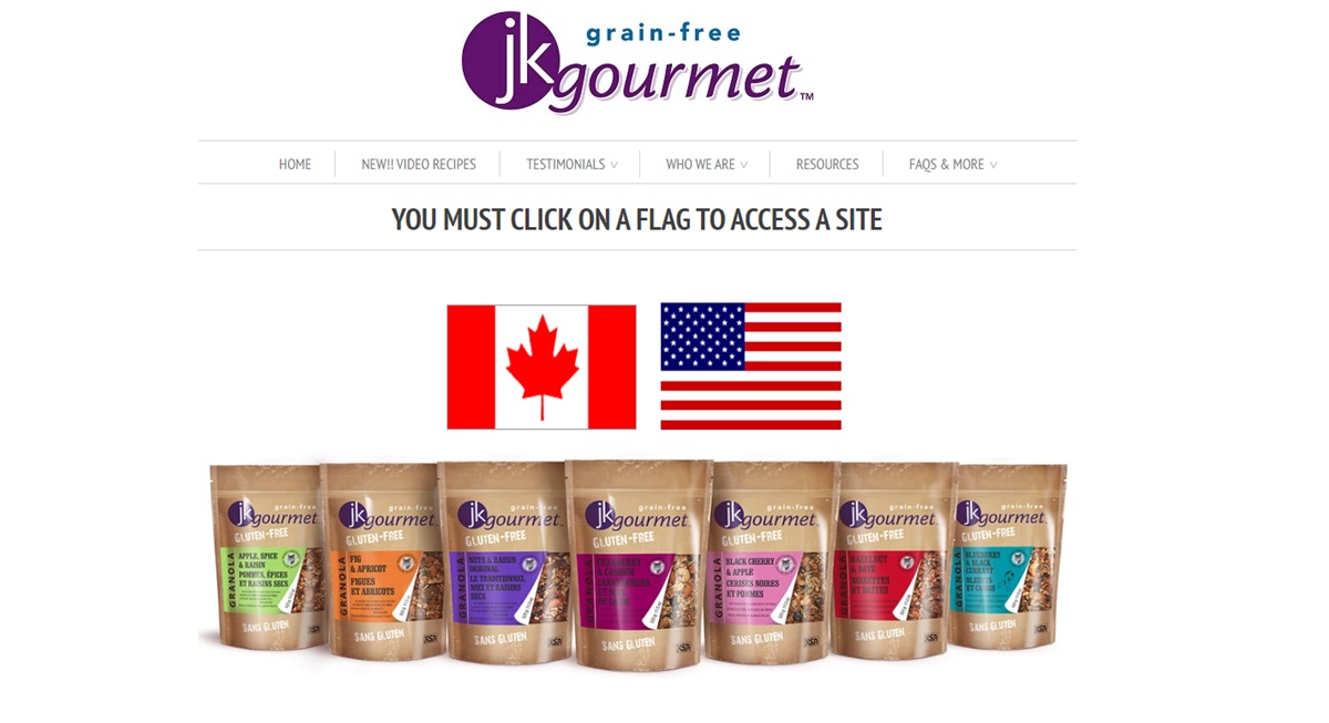 JK Gourmet's product line of gluten-free granola
