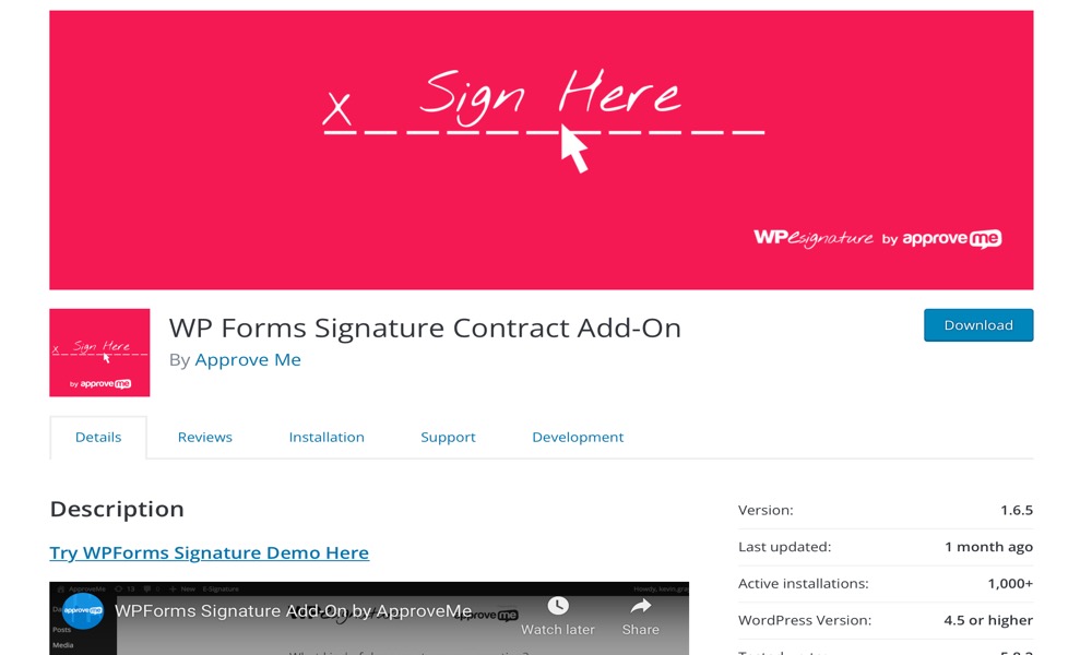 ApproveMe – WP Forms Signature Contract Add-On