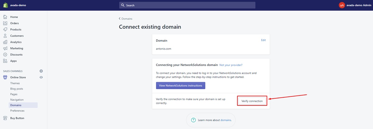 How to verify the new domain