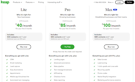 Pricing for Infusionsoft