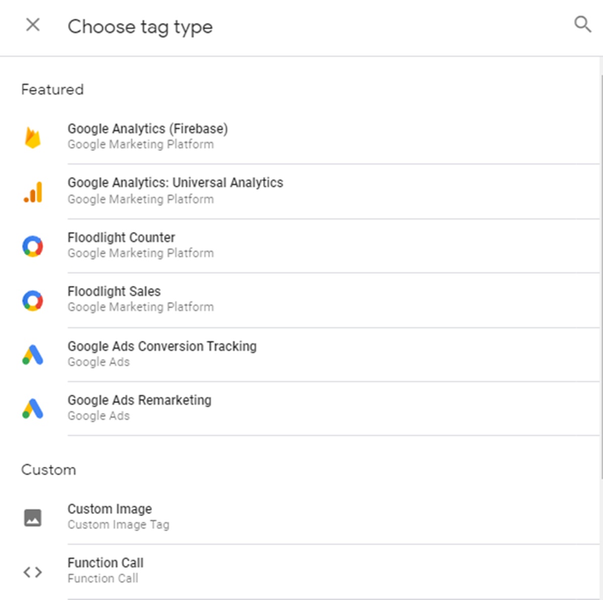 How to set up Google Tag Manager: Choose a tag type