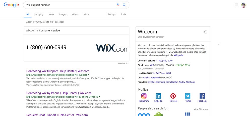 Wix offers a 24/7 callback service for phone support
