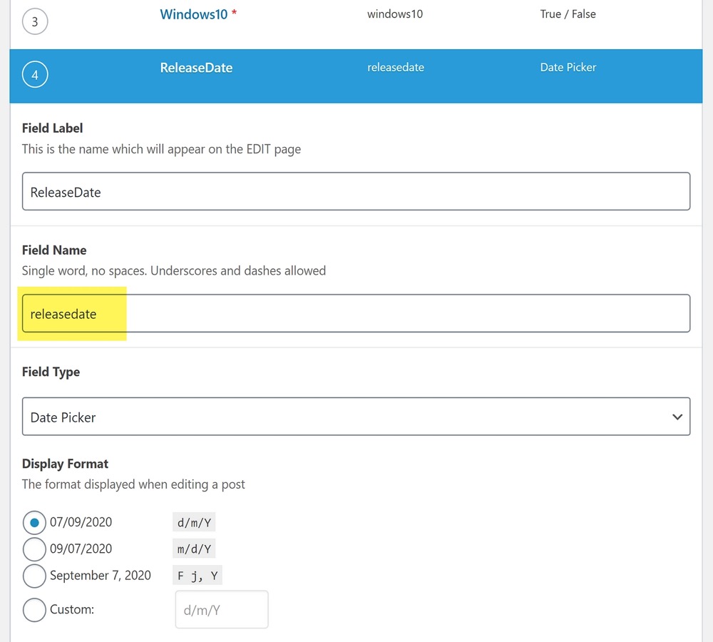 Display custom field information on front-end