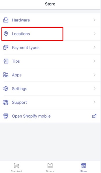 how to select a Shopify POS location