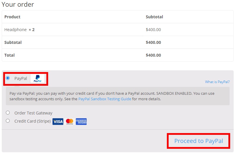 Step 3: Test WooCommerce orders with PayPal
