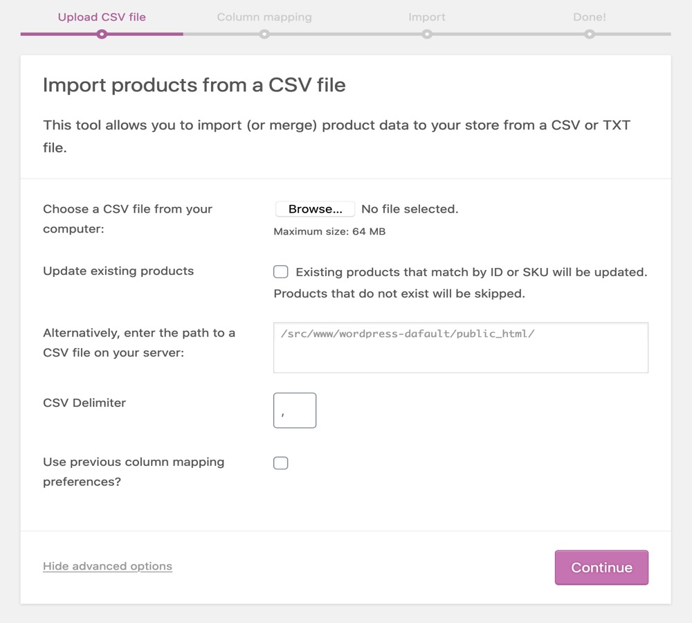 Download the WooCommerce Sample Data