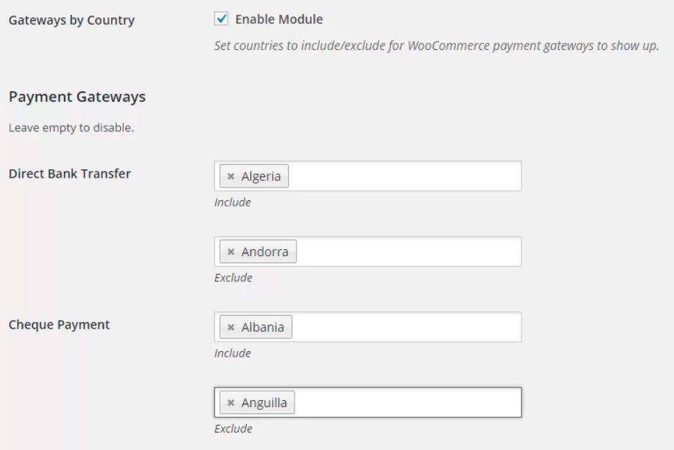Payment Gateways by Country or State