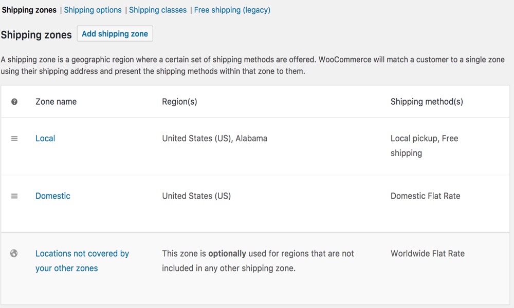 Set up Shipping zones