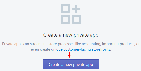 Create new private app