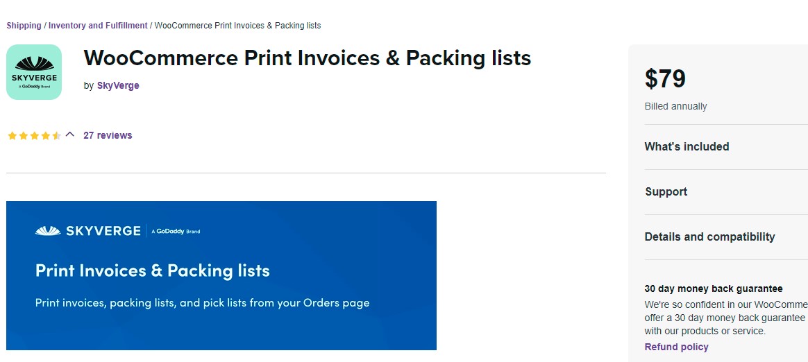 3. WooCommerce Print Invoices and Packing lists