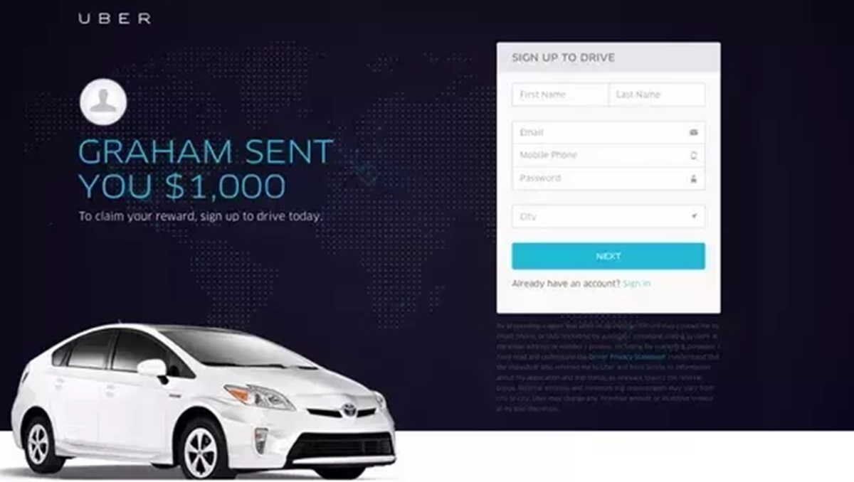 Uber uses direct response marketing for recruiting