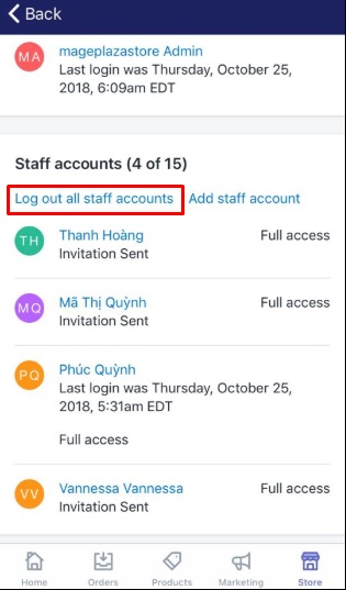 To force a staff account logout on iPhone 3