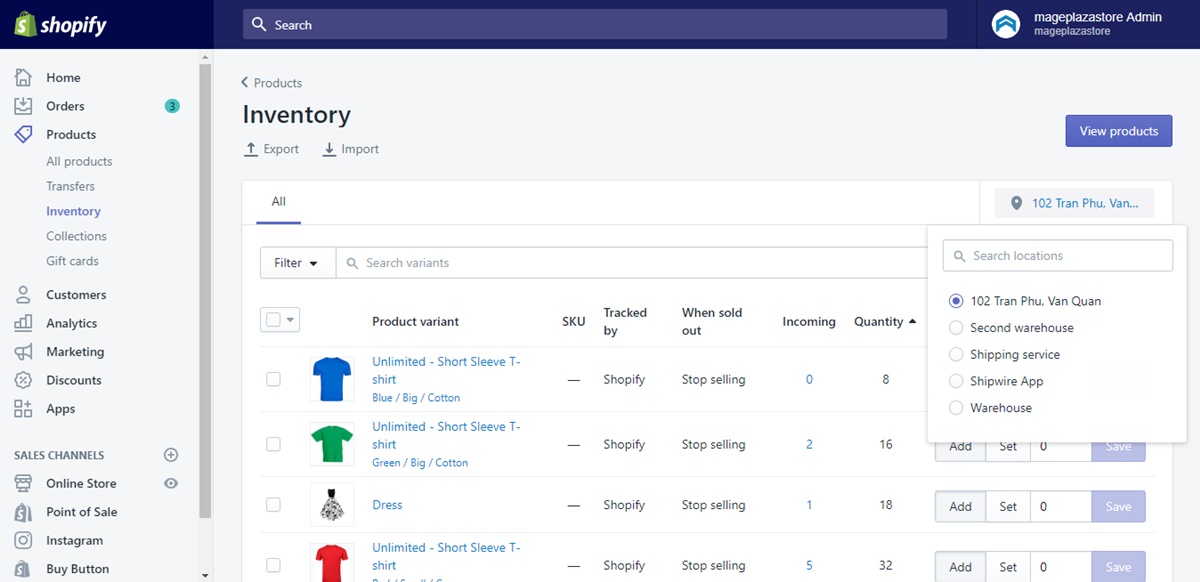 Change inventory quantities by the same amount for all products