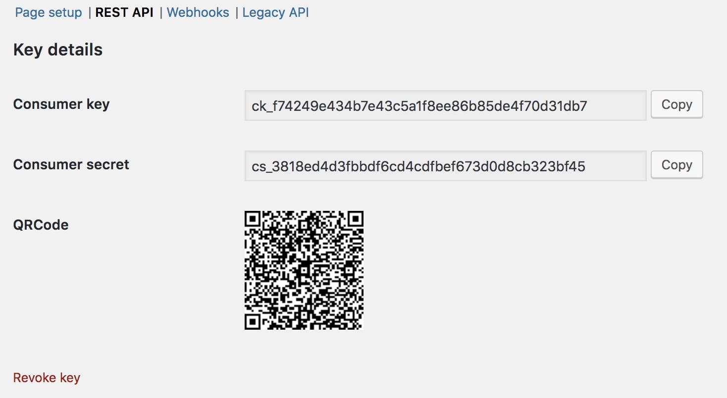 Collect WooCommerce API keys