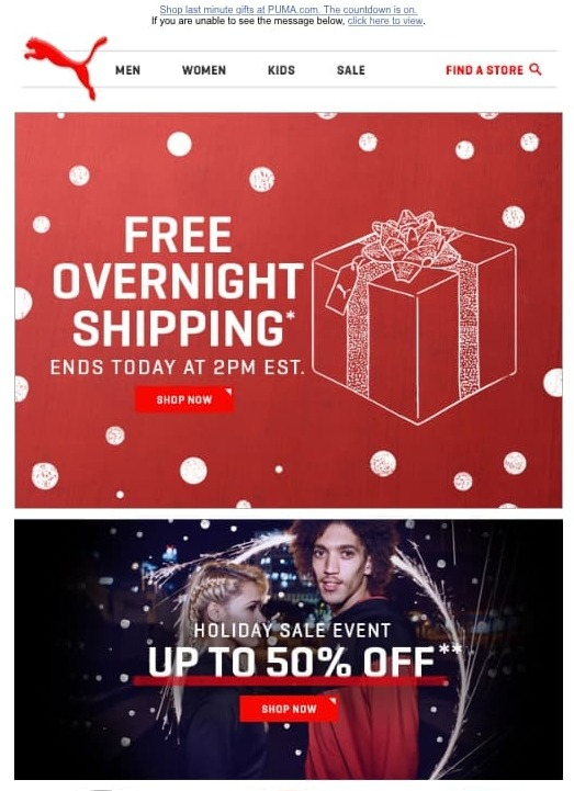 Puma's holiday email