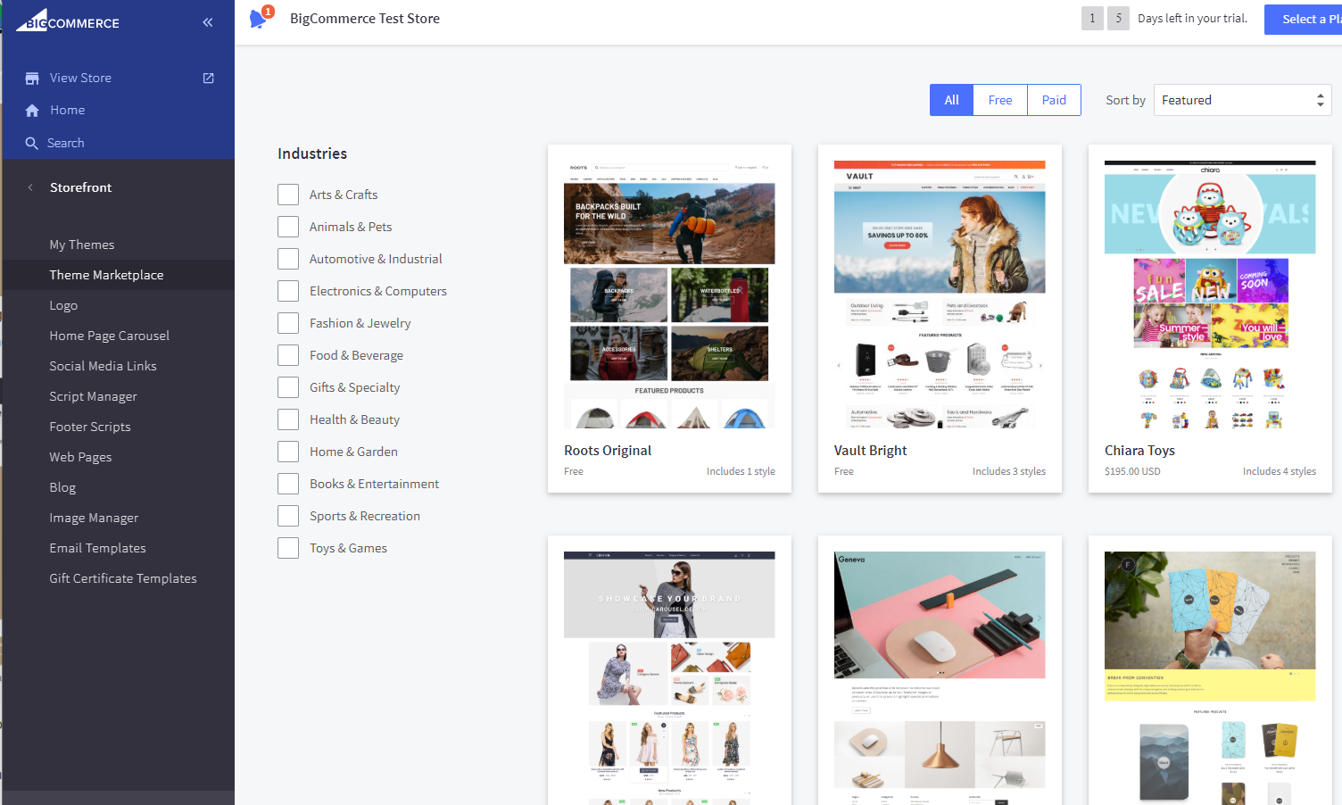 A store of Theme that BigCommerce offer