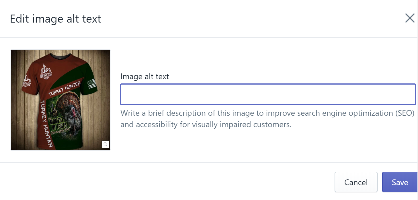 Step 5 to add alt text to Shopify
