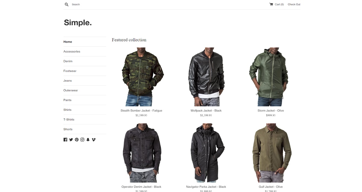 Best Shopify Themes/Templates - Simple theme by Shopify