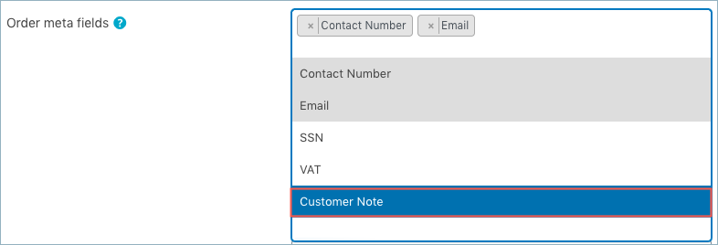 Configure the settings to add a customer note