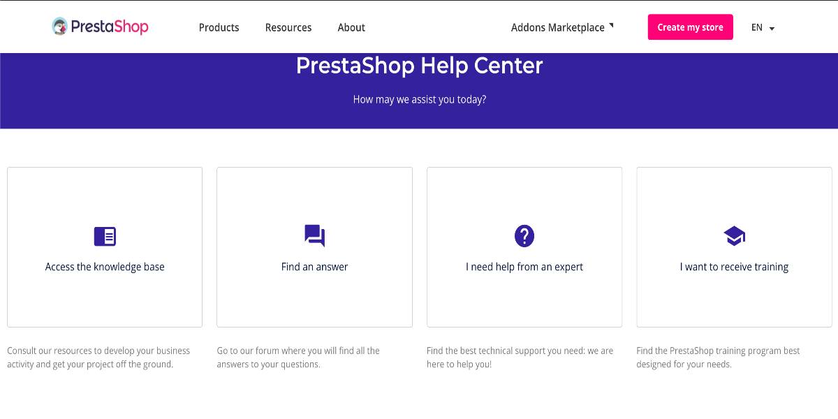 PrestaShop help center
