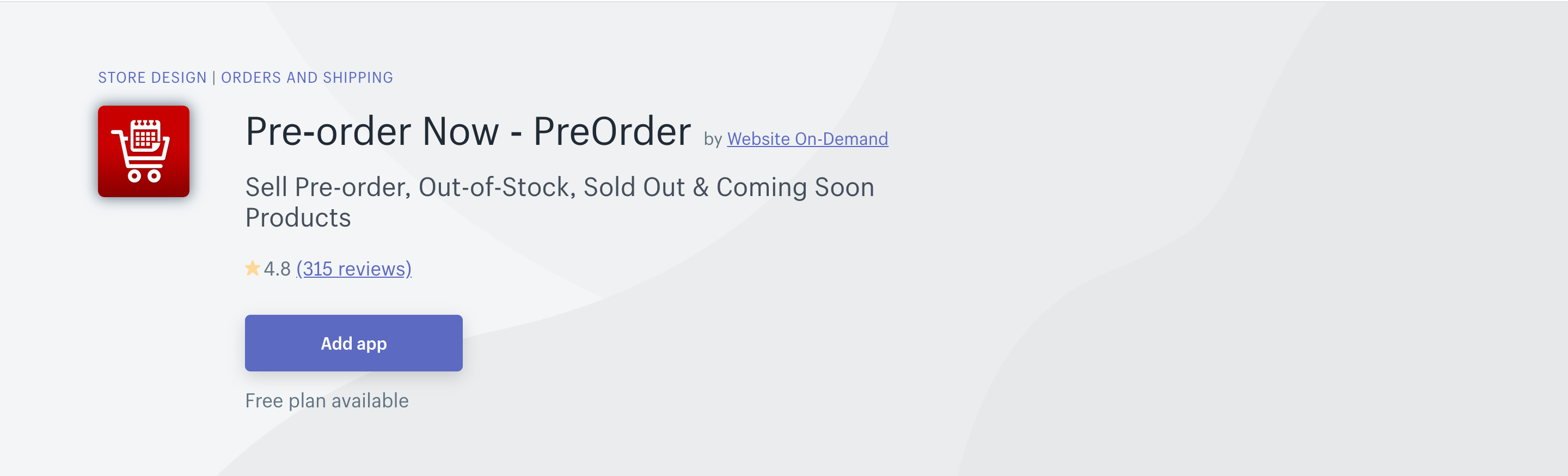 Pre‑Order Now WOD - PreOrder App on Shopify