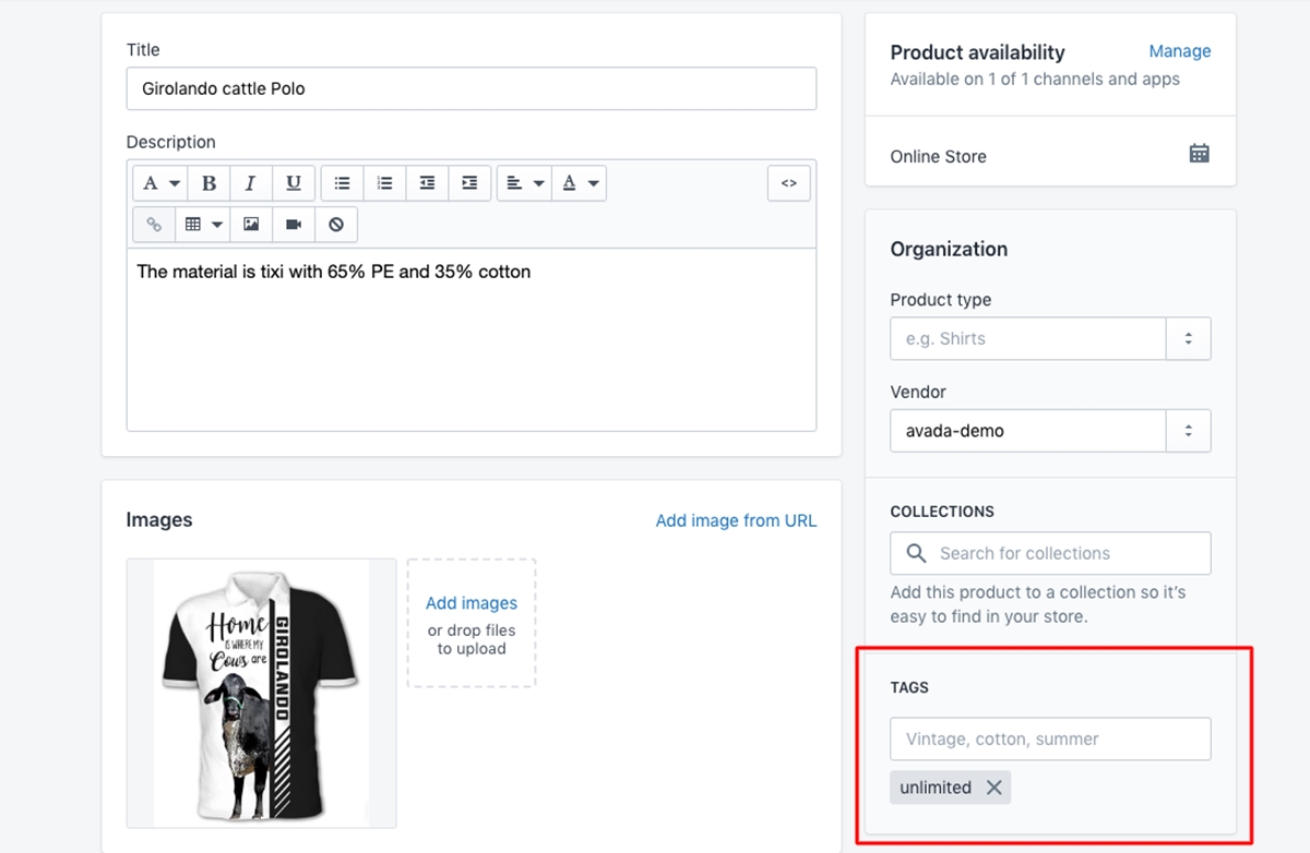 Edit tags in Shopify