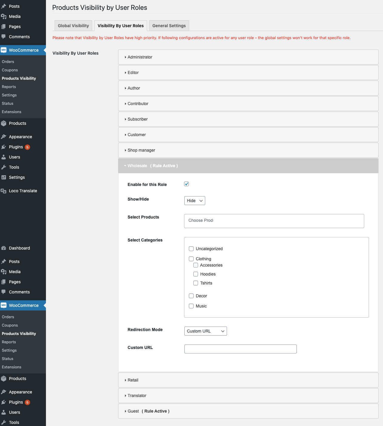Catalog Visibility by user roles