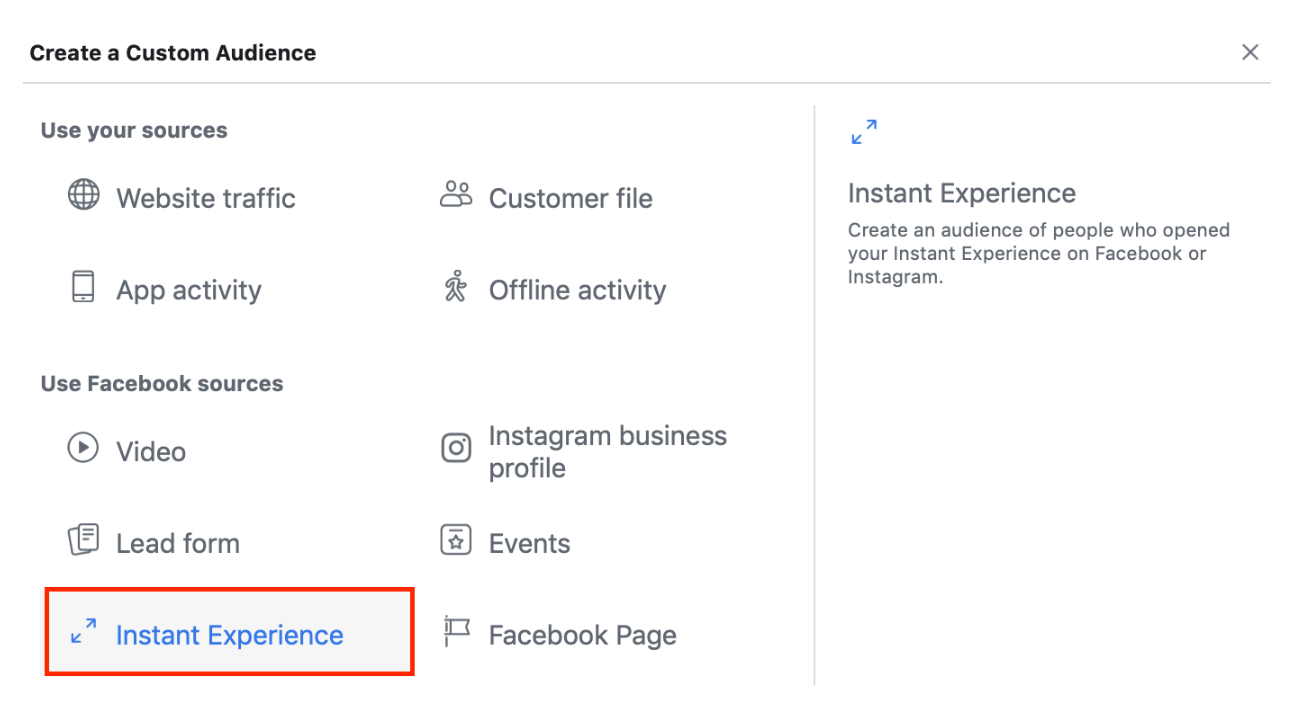 Facebook Advertising - Instant Experience