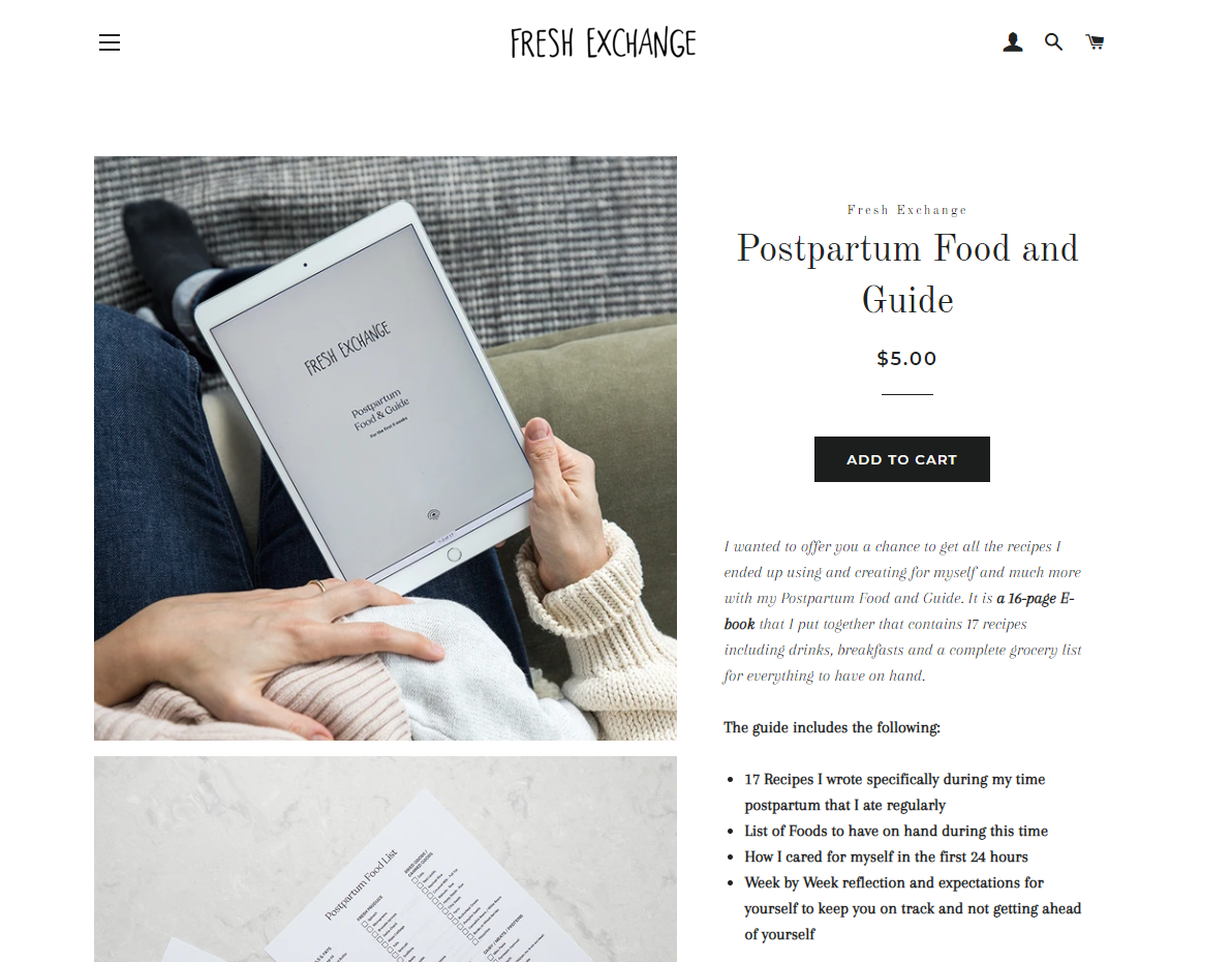 Postpartum Food and Guide from Fresh Exchange