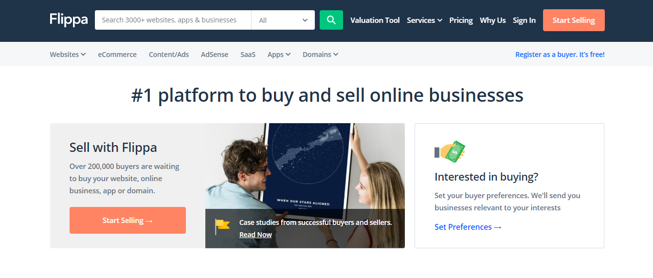 Buy or sell a store on Flippa
