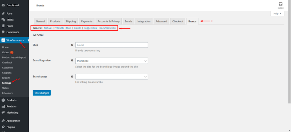 WooCommerce > Settings > Brands