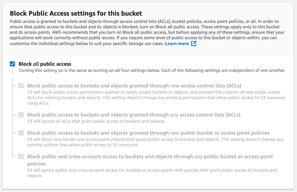 Block Public Access settings