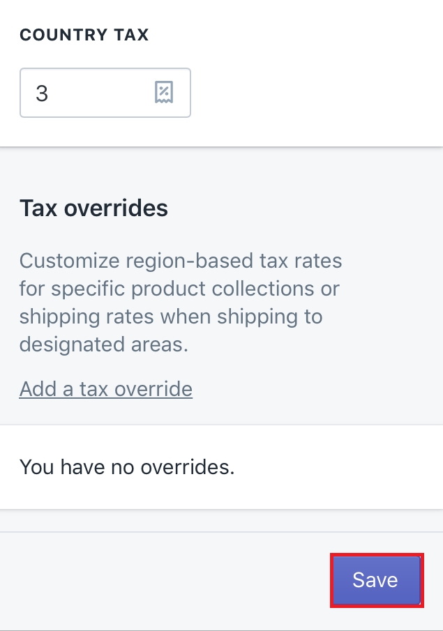 How to set up tax rates in countries other than the United States