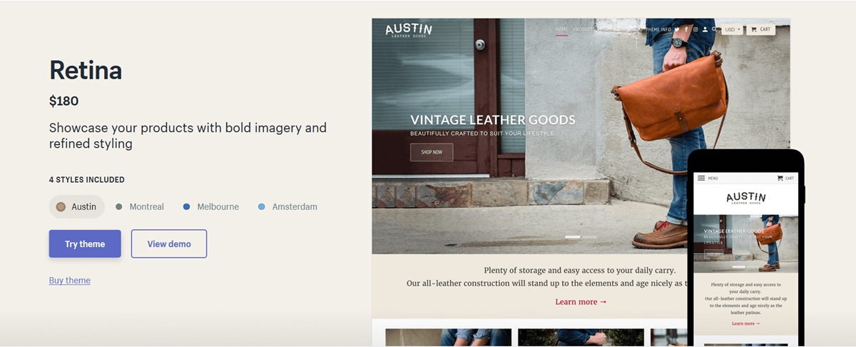 best shopify mobile responsive theme: Retina theme