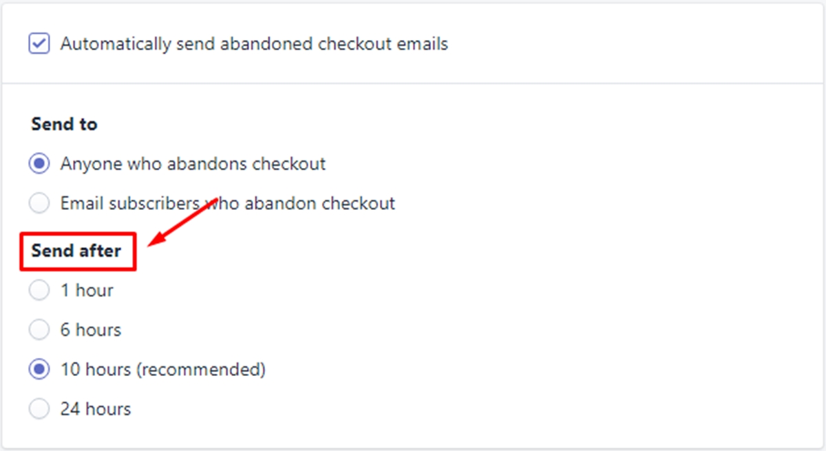 how enable automatic abandoned checkout recovery emails shopify
