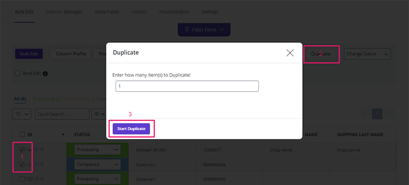 Duplicating WooCommerce Orders one by one