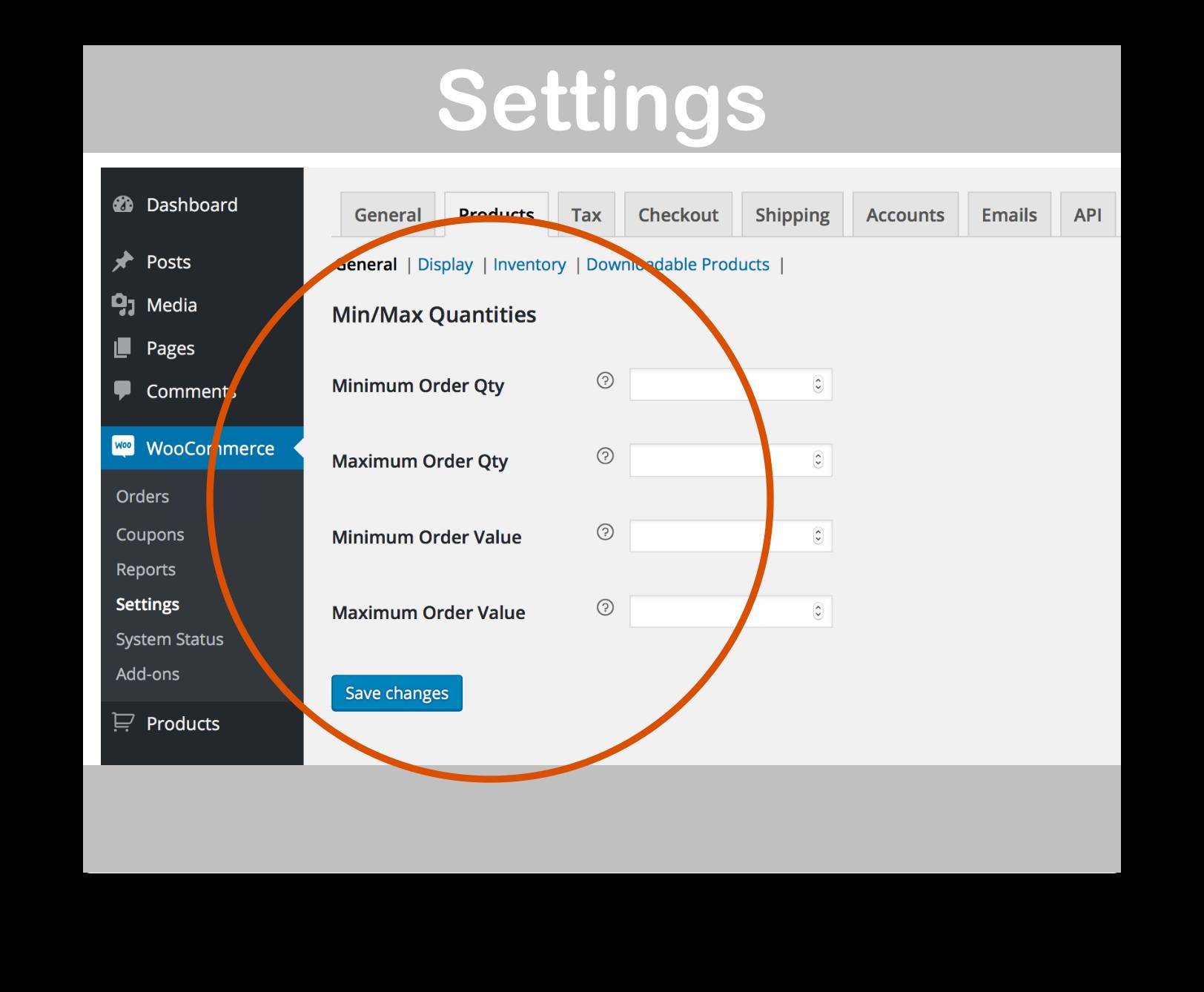 setting minimum and maximum order quantity in WooCommerce